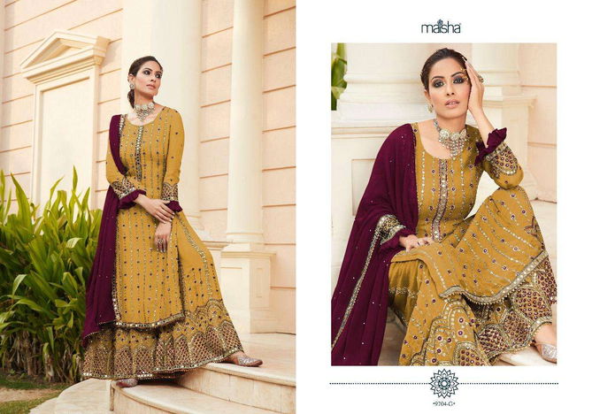 Maskeen Addiction Vol 2 by Maisha 9704 D to G Sharara Wedding Salwar Suits Wholesale Price In Surat
